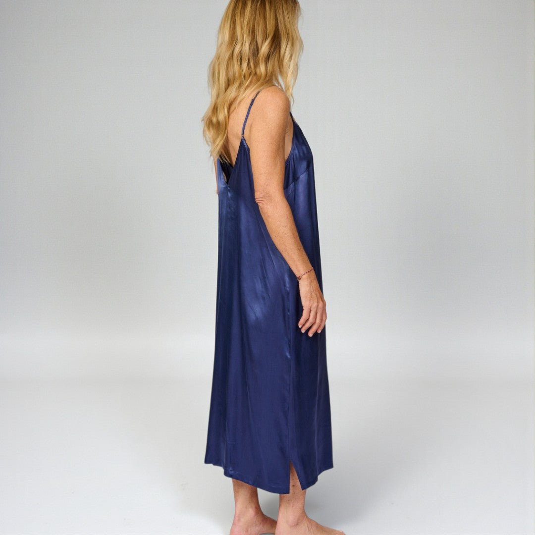 The Classic Eco-Silk Chemise Nightie - Cobalt