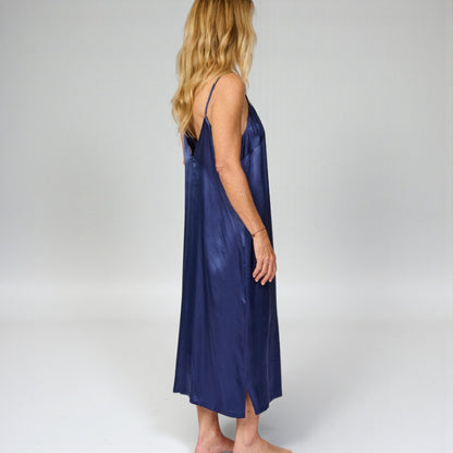 The Classic Eco-Silk Chemise Nightie - Cobalt