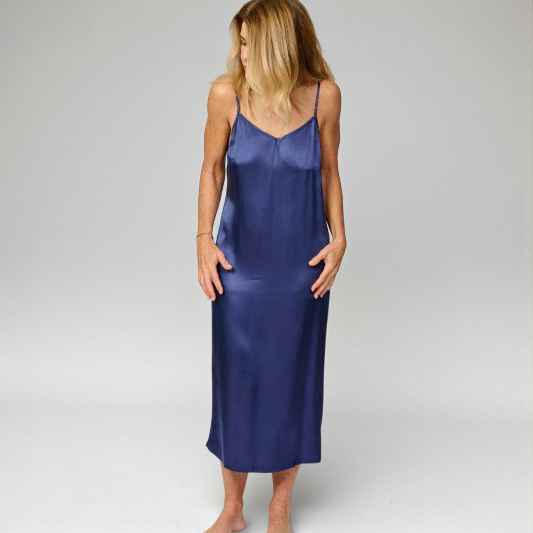 The Classic Eco-Silk Chemise Nightie - Cobalt