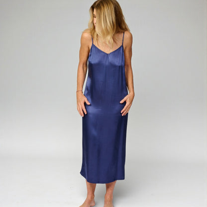 The Classic Eco-Silk Chemise Nightie - Cobalt